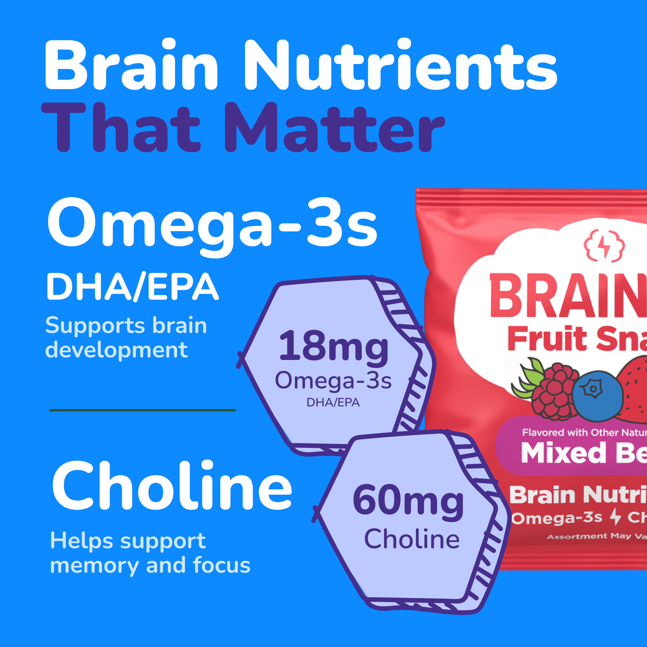 (2 pack) Brainiac Fruit Snacks with BrainPack, Mixed Berry Flavor, 20 Count