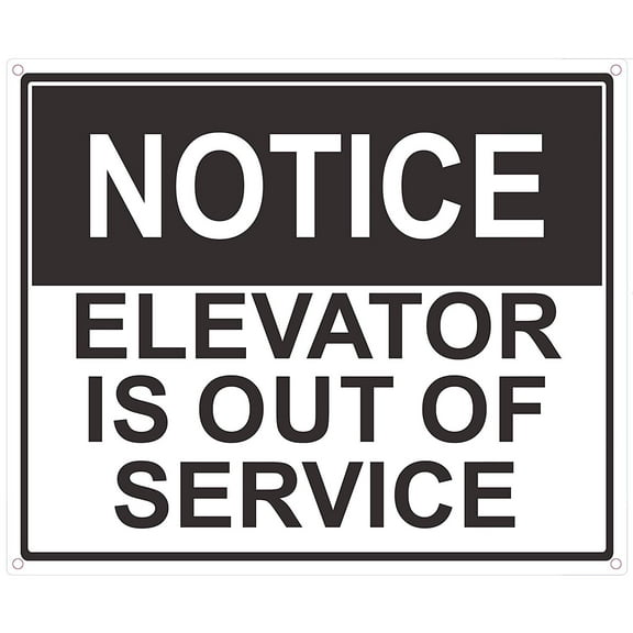Notice Elevator is Out of Service Sign (White Background,Aluminium, 10x12)
