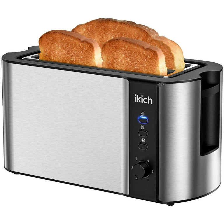 Ikich 4 Slice Long Toaster, 2 Long Wide Slot Toaster w/Warming Rack, 6  Browning Control, Defrost/Reheat/Cancel, Compact Countertop Stainless Steel  Toaster for Artisan Bread, Muffin, Croissant, Bagel - Costless WHOLESALE -  Online Shopping!