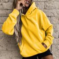 thumbnail image 5 of Womens Solid Hoodies Fall Fashion Casual Long Sleeve Hooded Sweatshirts Loose Comfy Trendy Pullover Tops with Pockets, 5 of 6