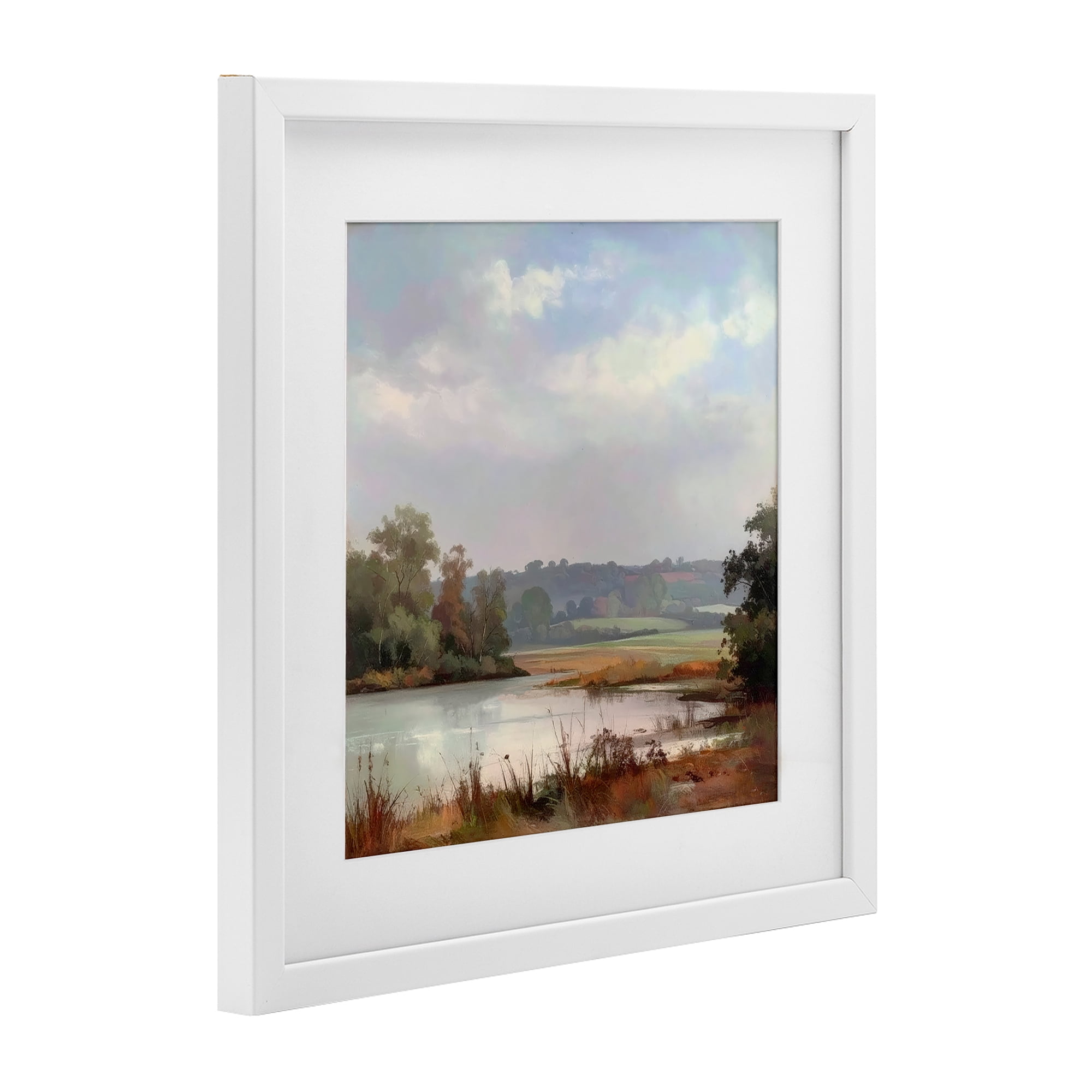 Stupell Industries Riverside Grove Scenery White Framed Print Under Glass, design by Alonza Saunders