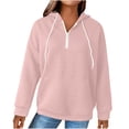thumbnail image 2 of Meichang Womens Hoodies Half Zip Long Sleeve Drawstring Soft Pullover Solid Color Textured Sweatshirts Plus Size Hoodies with Pocket, 2 of 5