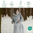 thumbnail image 3 of Cozy Comfort Standard Wearable Blanket Hoodie, Long Sherpa Fleece Blanket Sweatshirt with Warm Big Hood, Dark Brown, Small, 3 of 6