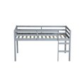 thumbnail image 6 of Solid Wood Twin Loft Bed Frame with Storage Space and High guardrail, Platform Bed Frame with Ladder and Strengthened Slats, Low Height Design, No Box Spring Needed, Grey, 6 of 8