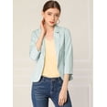 thumbnail image 3 of Blazer De Solapa Con Muescas Y Mangas 3/4 A Rayas Para Mujer Verde XS, 3 of 6