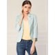 thumbnail image 3 of Blazer De Solapa Con Muescas Y Mangas 3/4 A Rayas Para Mujer Verde XS, 3 of 6