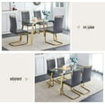 thumbnail image 3 of LUFTUT 5-Piece Glass Dining Table Set for 4, 51" Rectangular Tempered Glass Table with Gold Metal Legs, 4 Gray PU Leather Upholstered Chairs, Space-Saving Kitchen & Dining Room Set, 3 of 8
