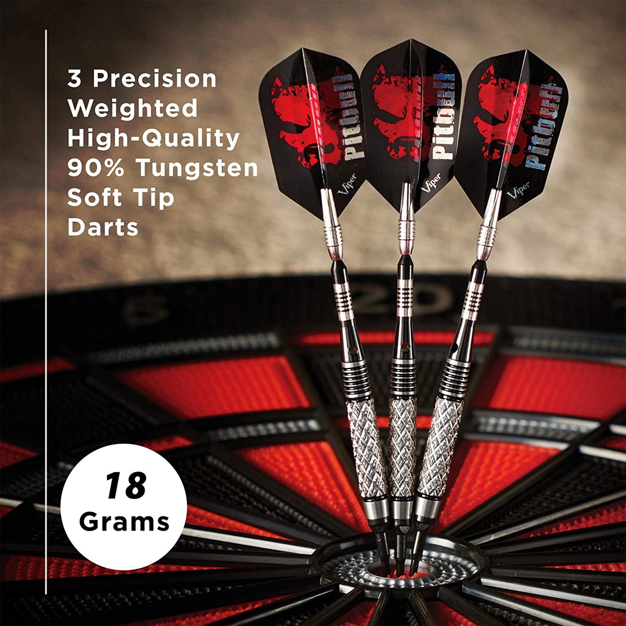 Viper Pitbull 90 Percent 18 Gram Tungsten Soft Tip Diamond Cut Barrel Darts