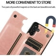 thumbnail image 4 of Case for Samsung Galaxy A22 5G, Luxury PU Leather Case with [Two Magnetic Clasp] [Card Slots] Kickstand Function Durable Shockproof Soft TPU Case Back Wallet Cover - Rose Gold, 4 of 15