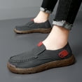thumbnail image 6 of Mens Casual Non-slip Loafers Outdoor Lightweight Walking Shoes Leather Comfortable Work Shoes Driving Shoes Gray 10.5 US, 6 of 7