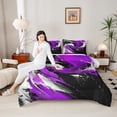 thumbnail image 4 of Feelyou Adult Modern Stripes Bedding Comforter Set, Black Purple Geometric Twin Comforter Sets, Abstract Stripe Ombre Reversible Bedding Set, Super Cozy Room Decor, 2-Piece, 4 of 8