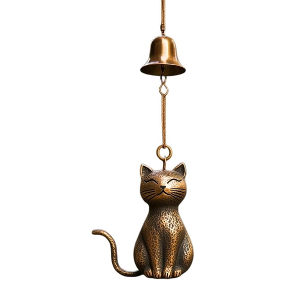QHUDLV Cat Wind Chime, 2025 New Outdoor Cat Statue Themed Gifts, Wind Chimes for Cat Lovers, Hanging Memorial Ornaments Windchimes Bell Outside Yard Home Porch Decorations