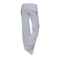 thumbnail image 2 of QLEICOM Womens Slacks Women's Wrinkle Free Relaxed Fit Straight Leg Pants Autumn Workout Out Leggings Stretch Waist Button Pocket Yoga Gym Loose Pants Wide Leg Pants Relaxed Fit Trousers Gray XL, 2 of 2