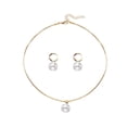 thumbnail image 2 of SmartBy Faux Pearl Jewelry Set for Women White Faux Pearl Necklace Hoop Earrings Set for Bride Bridesmaid Wedding Accessory, 2 of 7