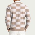 thumbnail image 5 of Men's Round Neck Long Sleeve Ribbed Knit Plaid Pullover, Sweater for Fall Winter, Casual Style and Holiday Gatherings,Light pink,M, 5 of 7