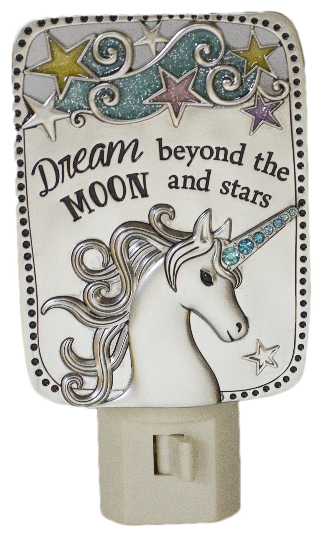 Dream beyond the moon 5 Inch Tall Unicorn Night Light Zinc/ Enamel 