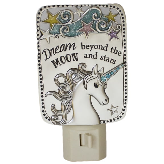 5 Inch Tall Unicorn Night Light Zinc/ Enamel (Dream beyond the moon)
