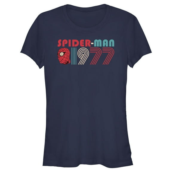 Junior's Spider-Man: Beyond Amazing Retro 1977  Graphic Tee Navy Blue Large