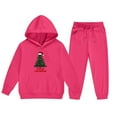 thumbnail image 4 of Birdeem Children's Winter Hooded Sweatshirt Set, Print Long Sweatpants Casual Sports Fleece-lined Warmth Two-piece, 4 of 5