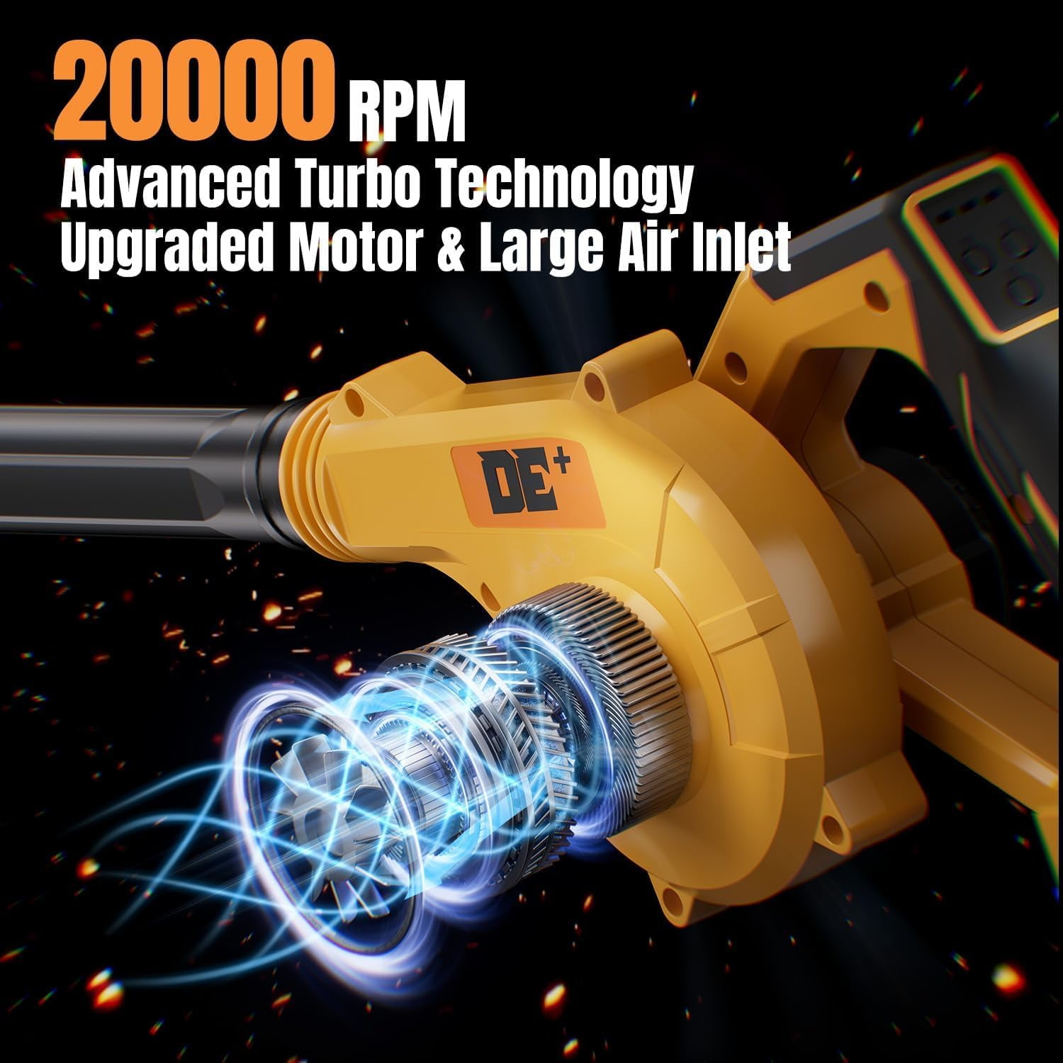 Cordless Leaf Blower for Dewalt 20V Battery, 2-in-1 , 3 Speeds up to 150 MPH, Lightweight, Extended Tube, for Lawn, Patio, Garage, Blower/Vacuum/Inflator/Deflator (No Battery)