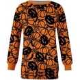 thumbnail image 3 of Chandail en Molleton Citrouille Chat pour Femmes Halloween Col Rond Chandail Manches Longues Hauts Décontractés Amples, 3 of 5