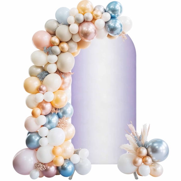 Purple Ombre Arch Backdrop Cover, Spandex Fitted Wedding Arch Cover, Purple White Gradient Modern Abstract Art Round Top Stand Covers for Birthday Ceremony Bridal Shower Party Decor 4x1.65 Ft