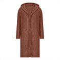 thumbnail image 5 of Dazajoo Women Hooded Open Front Cardigan Cable Knit Sweaters Solid Color Chunky Long Sweater Coats with Pockets,Brown,S, 5 of 7