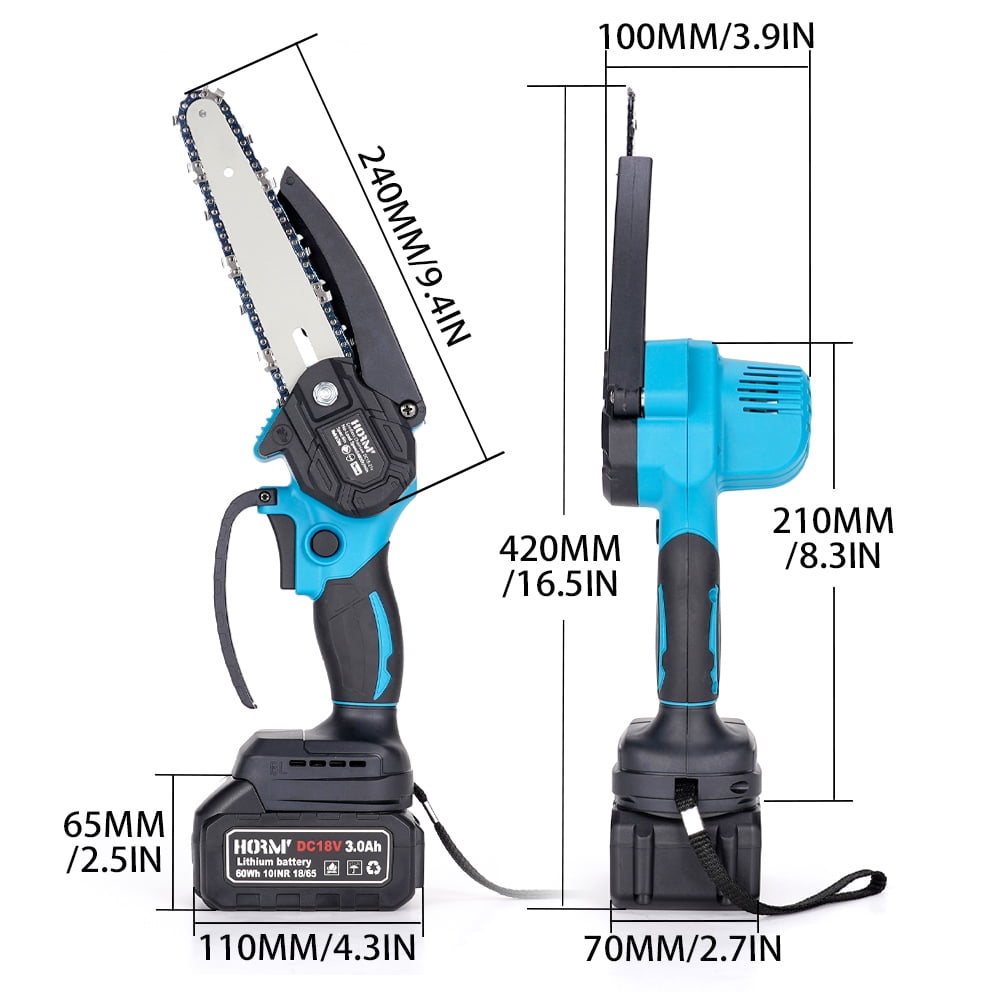 Hormy Mini Chainsaw Cordless 6 Inch with 2 Battery, Mini Power Chain Saw with Security Switch Handheld Small Chainsaw for Tree Trimming Wood Cutting