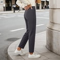 thumbnail image 5 of Women's High Waisted Yoga Cargo Pants Solid Casual Work Wide-Leg Cropped Travel Hiking Elastic Waist Walking With Pockets Pant, 5 of 9