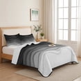 thumbnail image 5 of Queen Quilt Set 90''x96'', Black Ombre Stripes Lightweight Bedspread Coverlet Set with 2 Pillow Shams, Modern Abstract Sea Waves Spray Art Breathable All Season Quilt Bedding for Bedroom/Guest Room, 5 of 9