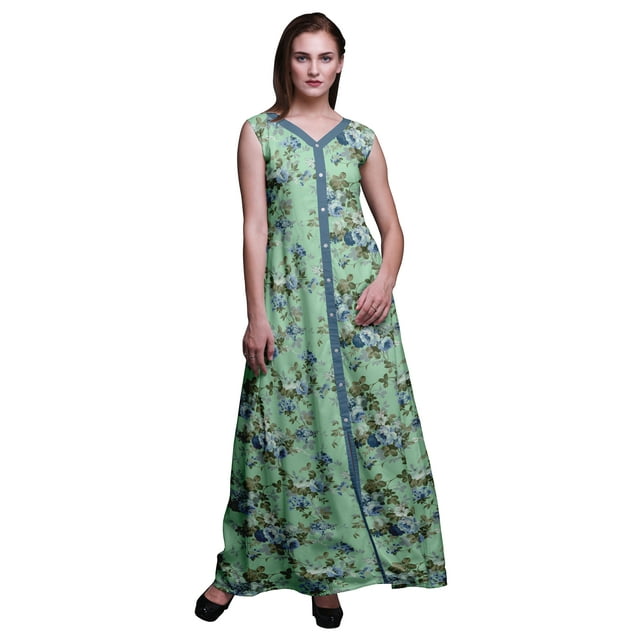 Bimba Robe de Soirée Maxi Sans Manches à Imprimé Floral pour Femmes Été Printemps-TTTG