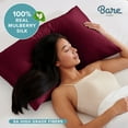 thumbnail image 4 of Bare Home 100% Mulberry Silk Zipper Pillowcase - Perfect for Hair and Skin - Premium 6A Grade, 19 Momme Silk - King, Burgundy, 4 of 9