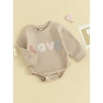 thumbnail image 3 of Bagilaanoe Baby Girl Oversized Romper Sweatshirt Newborn Long Sleeve Bodysuits Letter Embroidery Pullover 3M 6M 12M 18M 24M Infant Waffle Tee Tops, 3 of 9