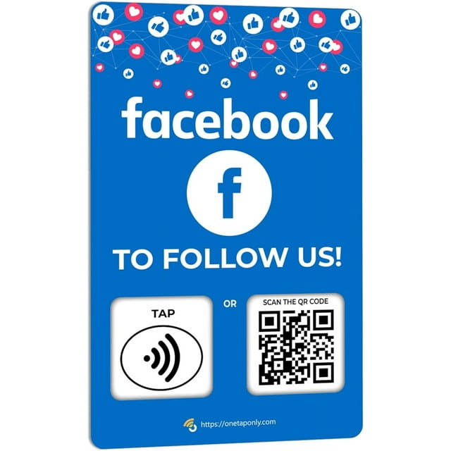 Custom Reusable Tag-Tap/QR Facebook Review Card -1 Pack Instant Facebook Reviews Card - QR Code and NFC Cards for Business, Facebook Review Tap Card
