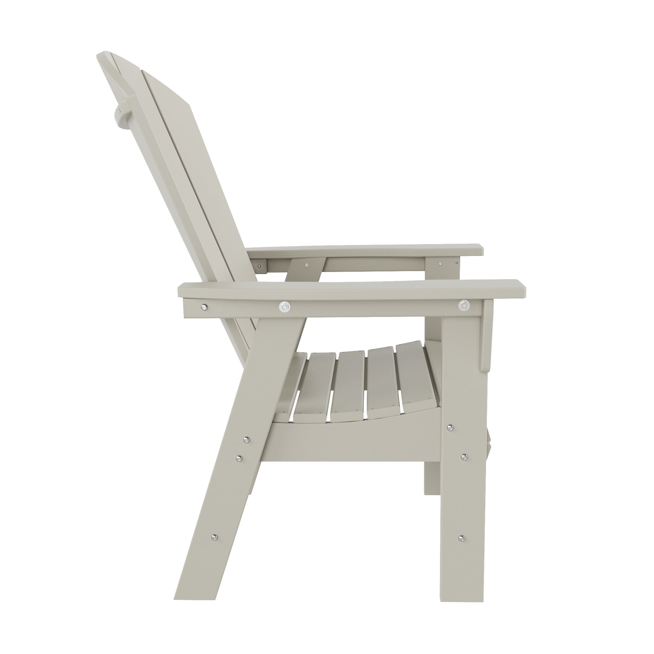 WestinTrends Malibu 7 Piece Adirondack Outdoor Dining Set, All Weather Poly Lumber Patio Table and Chairs Furniture Set, 71" Trestle Dining Table and 6 Adirondack Dining Chair, Sand