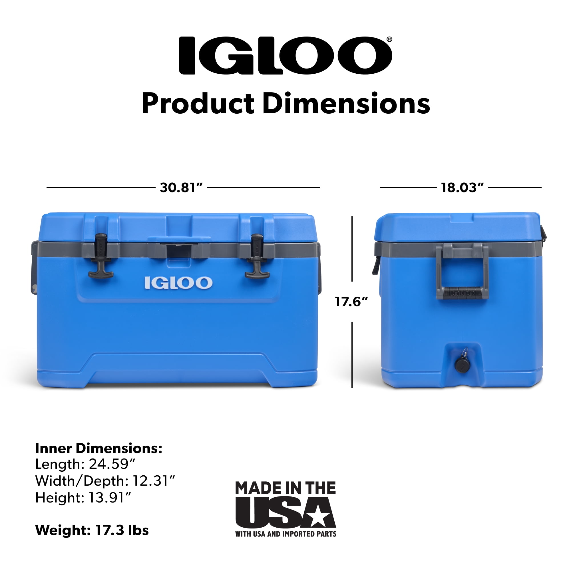 Igloo 72 QT Overland Ice Chest Cooler, Blue