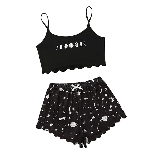 Gibobby camisón de lactancia para mujer Camisola de salón, ropa de dormir, Tops y pantalones para mujer, ropa para el , conjuntos de estampados, conjunto de trajes y conjuntos para mujer (Negro, L)