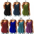 thumbnail image 4 of Womens Summer Sleeveless V Neck Solid Color Casual Swing Shirts Flowy Tank Tops Blouses with Buttons, 4 of 5
