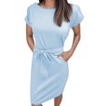 thumbnail image 1 of Summer Dress With Belt For Casual And Date Outfits Short Sleeve Design Easy Care And Versatile Wear, 1 of 6