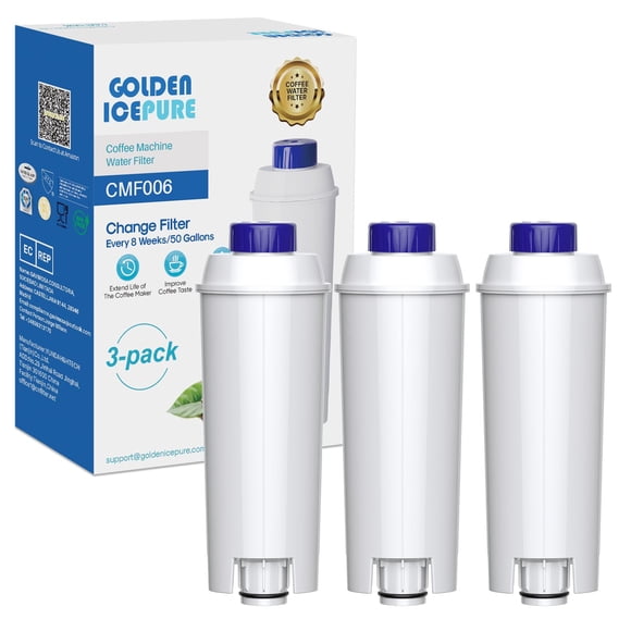 GOLDEN ICEPURE Coffee Machines Water Filter Compatible with De'Longhi DLSC002, SER3017 & 5513292811,De Longhi,ECAM, Esam, ETAM, BCO, EC-Series,3 Pack