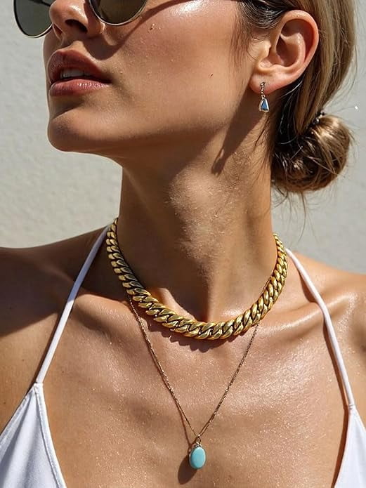 Muddy Jewelry Cuban Link Chains for Men and Women - 4-14mm Width, 14-30" Length, Gold/Stainless Steel, Hip Hop Jewelry Gift