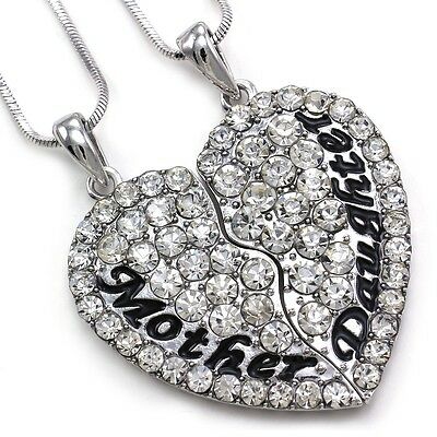 Cute Mom Mother \u0026 Daughter Best Friend Mother's Day Heart Pendant Necklace Charm, Women's, Size: One size, Grey Type