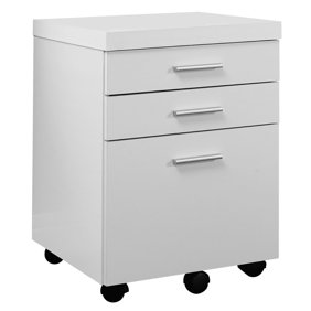 Vivo White Steel 3 Drawer Mobile Office File Cabinet With Lock