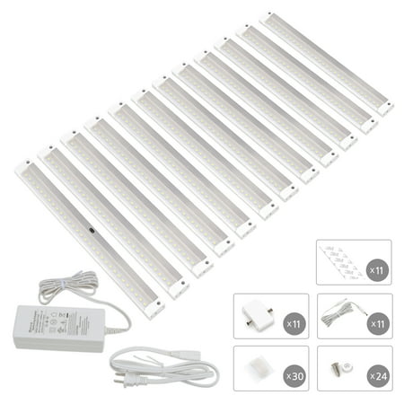 - EShine White Finish 12 Panels 12 inch LED Dimmable Under Cabinet Lighting Kit, Hand Wave Activated - Touchless Dimming Control, Cool White (6000K)