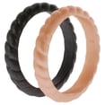 thumbnail image 2 of Juego de anillos trenzados apilables de boda de silicona - Rosa-Negro de ROQ para mujer - Anillo de 2 x 7 mm, 2 of 2