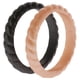 thumbnail image 2 of Juego de anillos trenzados apilables de boda de silicona - Rosa-Negro de ROQ para mujer - Anillo de 2 x 7 mm, 2 of 2