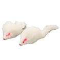 thumbnail image 2 of Flmtop 2Pcs Artificial Soft Plush Mouse Cat Teaser Pet Kitten Catch Interactive Toys White, 2 of 8
