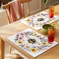 thumbnail image 4 of Rustic Bee Garland Placemats Set of 6 Spring Floral Watercolor Place Mats Indoor Wipeable Table Mats Washable Cloth Dining Table Placemats for Kitchen Holiday Party Home Decor 13x19 Inch, 4 of 9