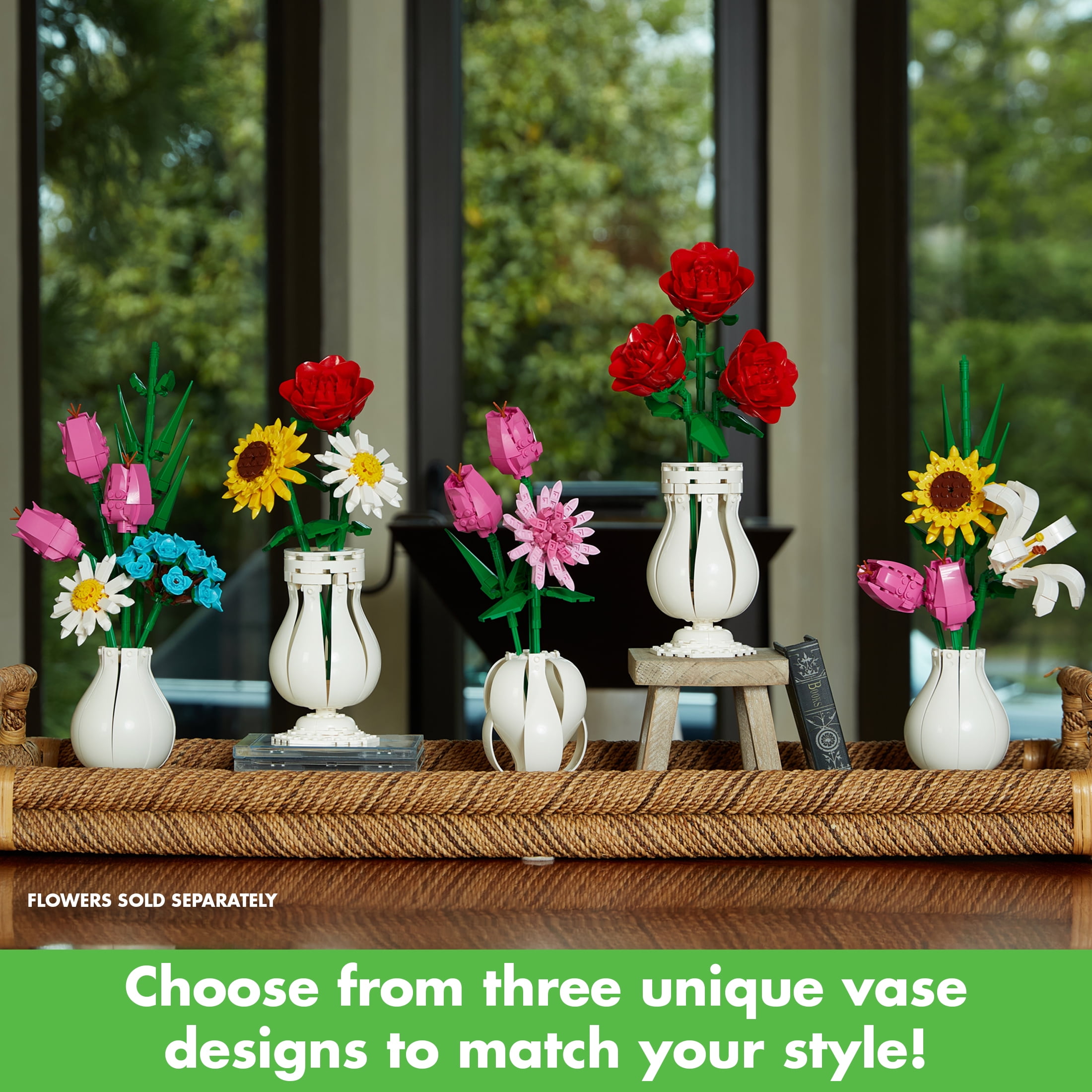 Brickcraft Bricktanicals Vase 3 In 1 Building Kit (70-Piece Set), Nostalgic Floral Décor Display