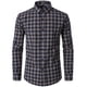 thumbnail image 2 of Camisa JEMITOP para hombre, manga larga, corte ajustado, a cuadros, azul marino, bronceado, L, 2 of 6